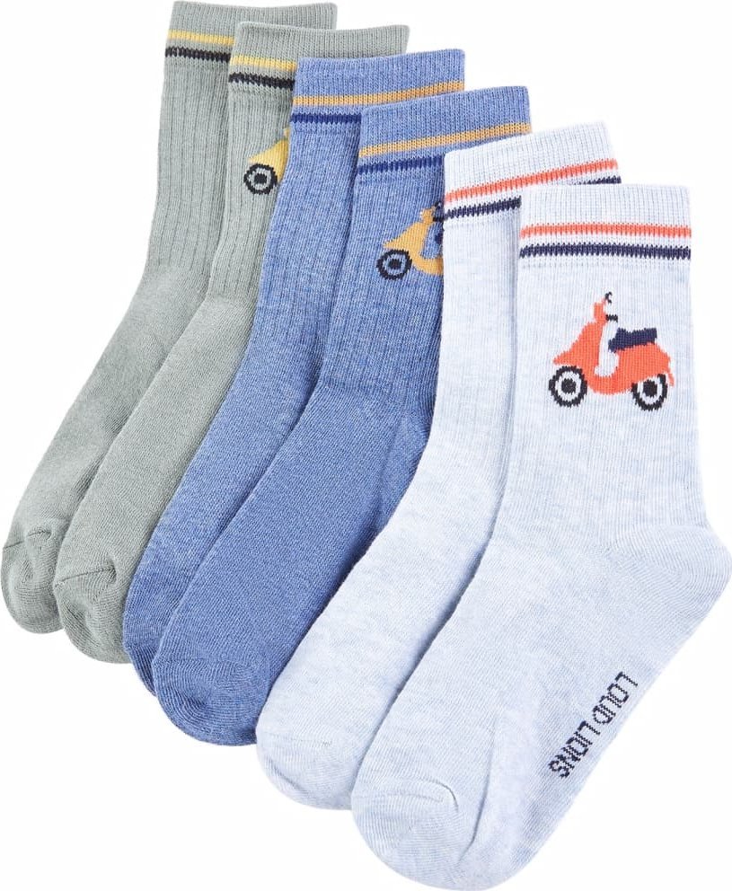 vidaXL Skarpetki dziecięce, 5 par, z nadrukiem skutera, EU 26-29