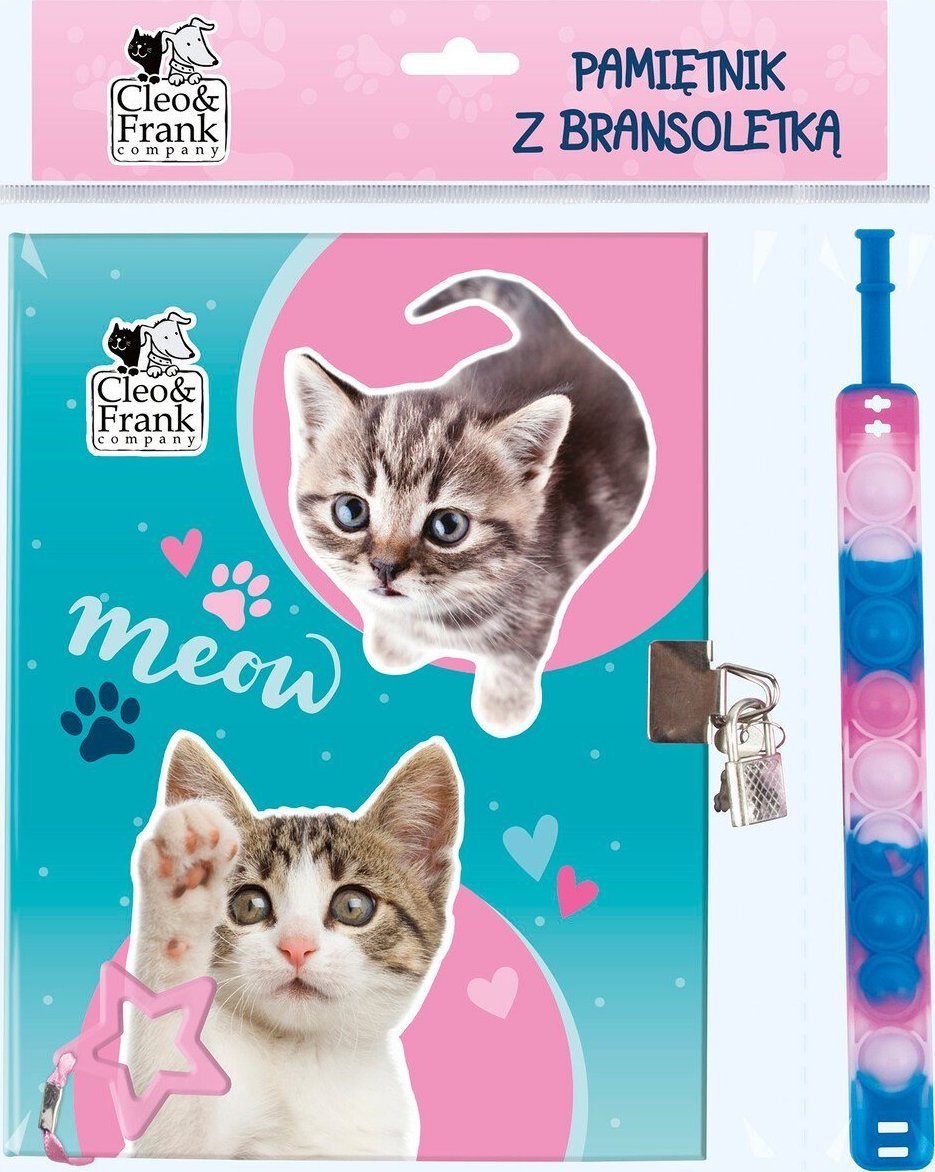 Pamiętnik z kłódką + bransoletką Cleo i Fran kotki