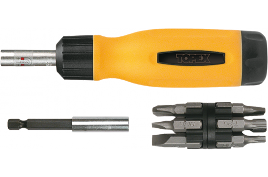 Topex Wkrętak z grzechotką i końcówkami (39D518)