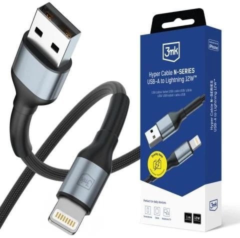 Kabel USB 3MK USB-A - Lightning 1 m Czarny (3MK17471)