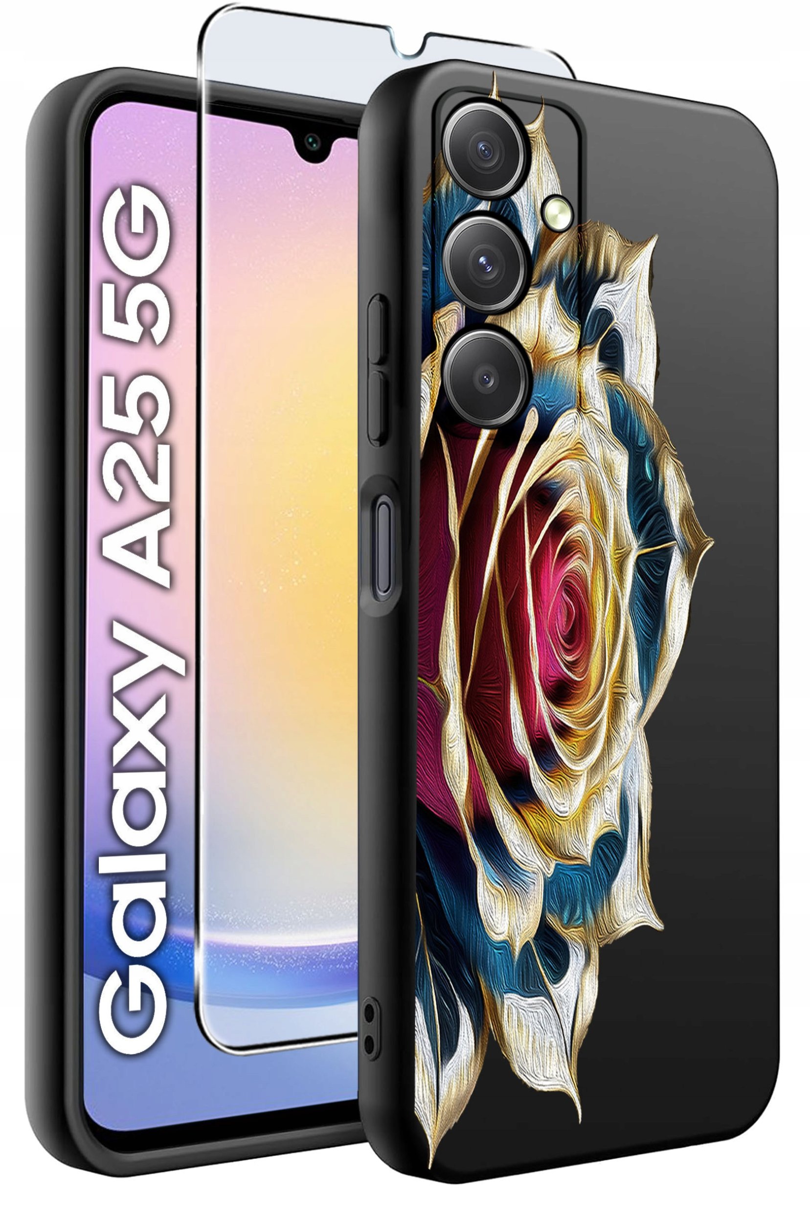 ETUI do Samsung A25 5G WZORY | SILIKONOWE MATT CASE + SZKŁO HARTOWANE 9H