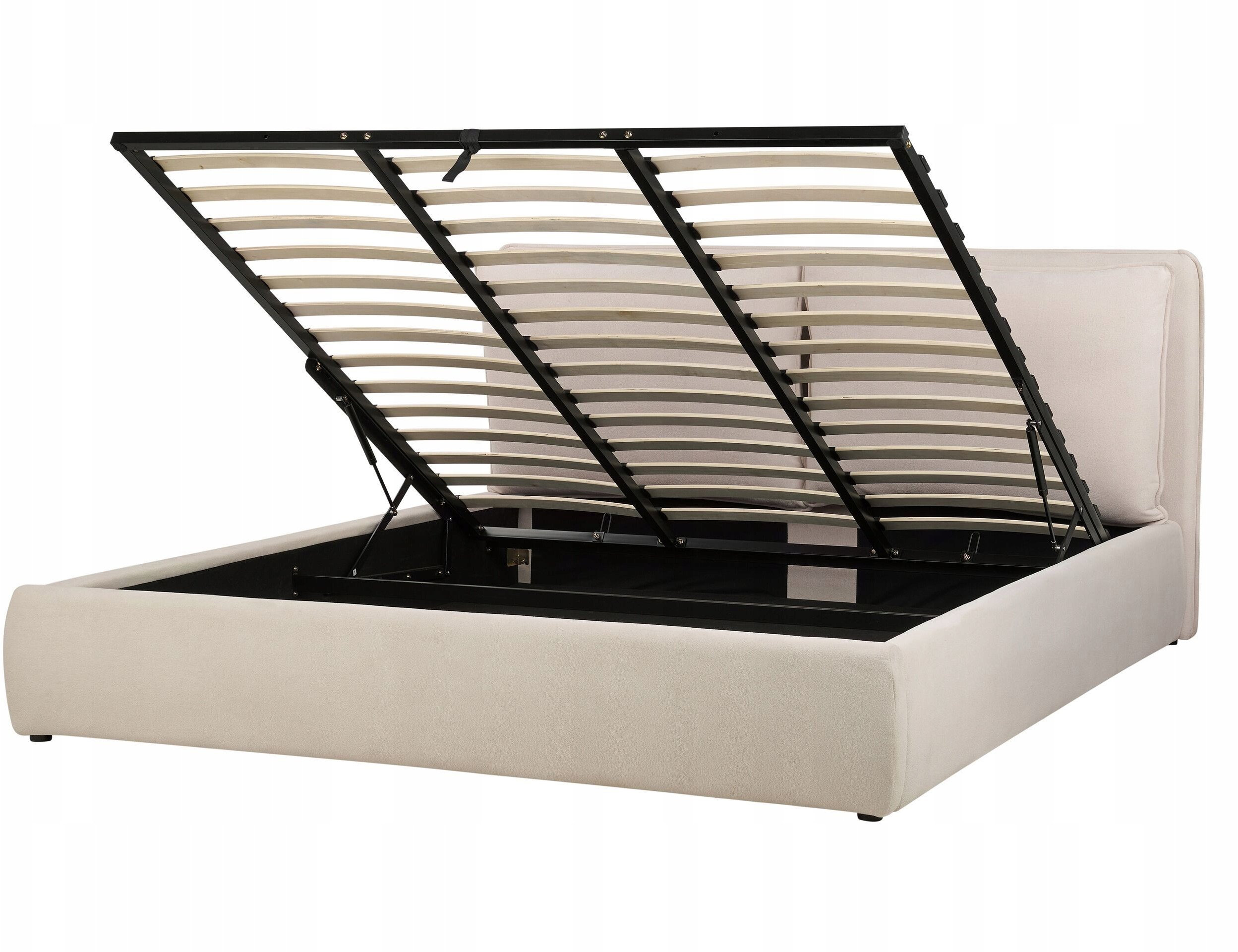 Łóżko z pojemnikiem BAJONNA 180 x 200 cm Jasnobeżowy