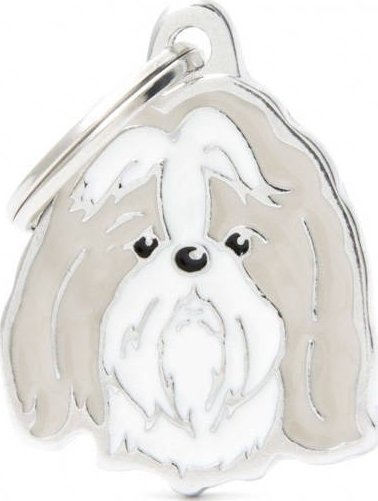 Zawieszka Adresówka Identyfikator z grawerem dla psa shih tzu szary