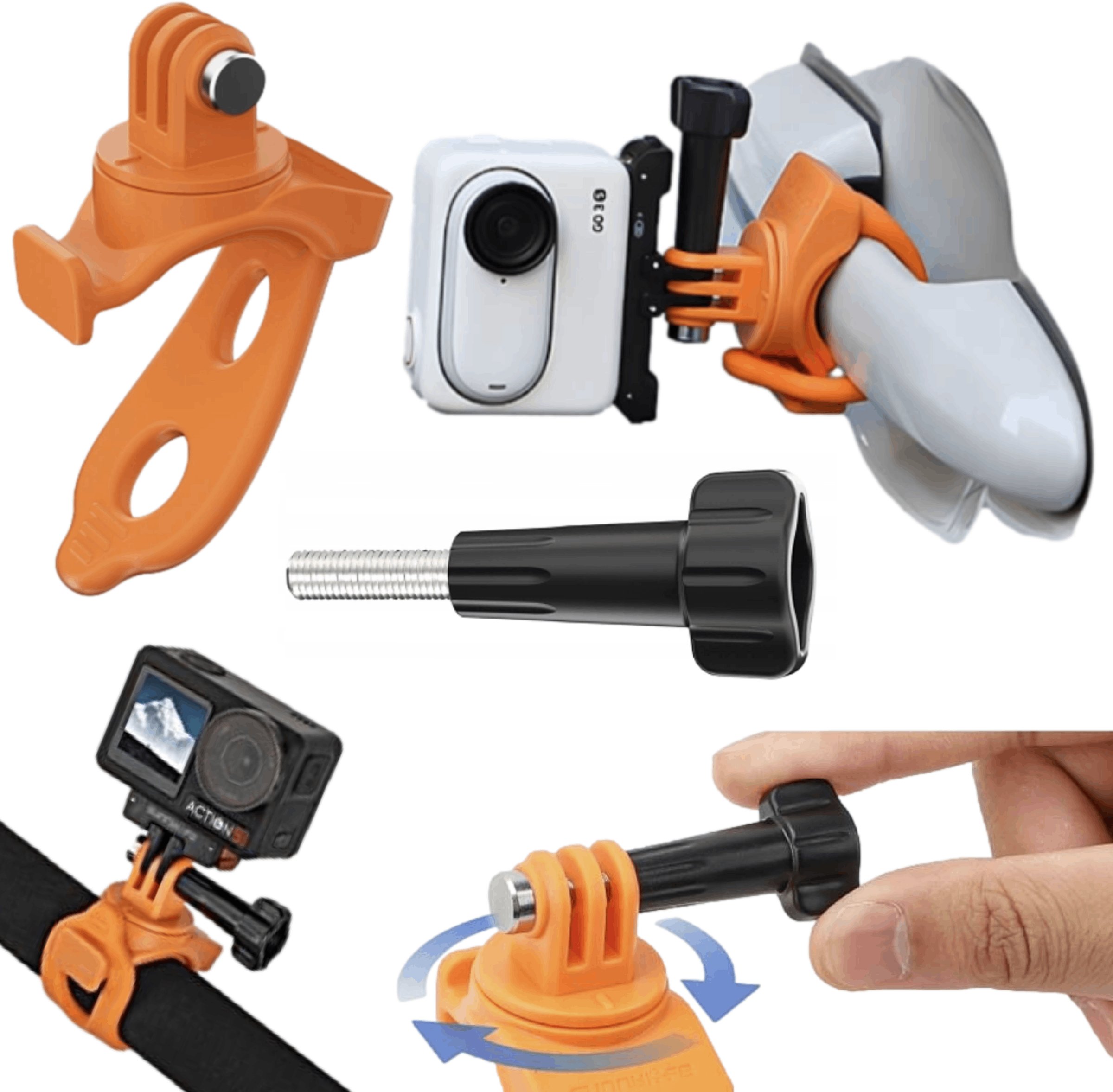 ELASTYCZNA OPASKA SILIKONOWA DO KAMERY ACTION 5 PRO 4/3 GOPRO 13 INSTA360 (POMARAŃCZOWA)