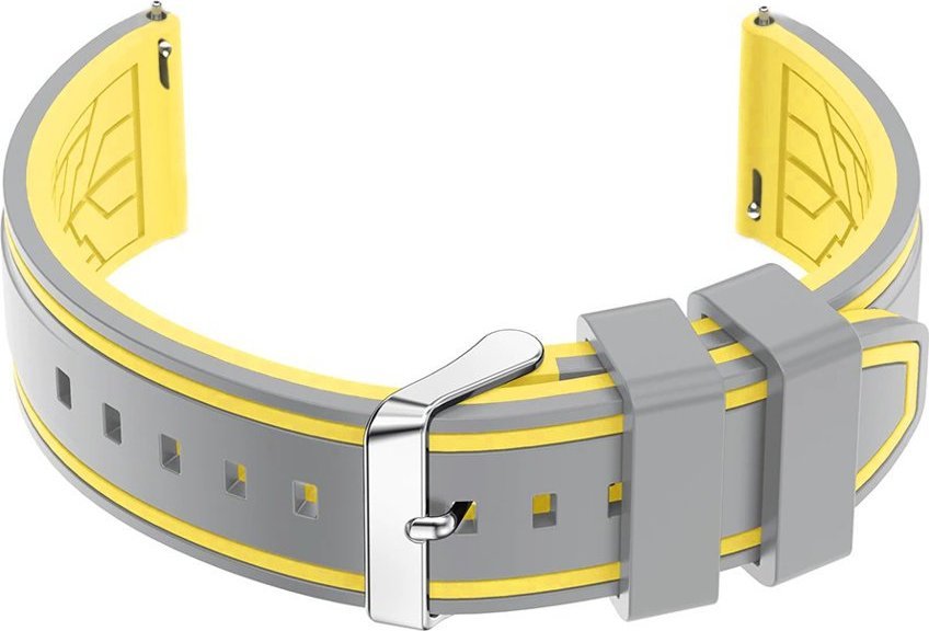 Pasek gumowy do zegarka U14 - siwy/żółty - 24mm