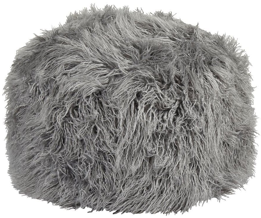 Beliani Puf futrzany ⌀ 50 cm szary TUKKI