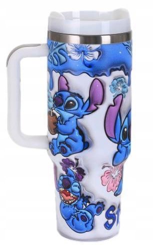 Termiczny kubek z pokrywką i uchwytem duży modny stal niedrzewna