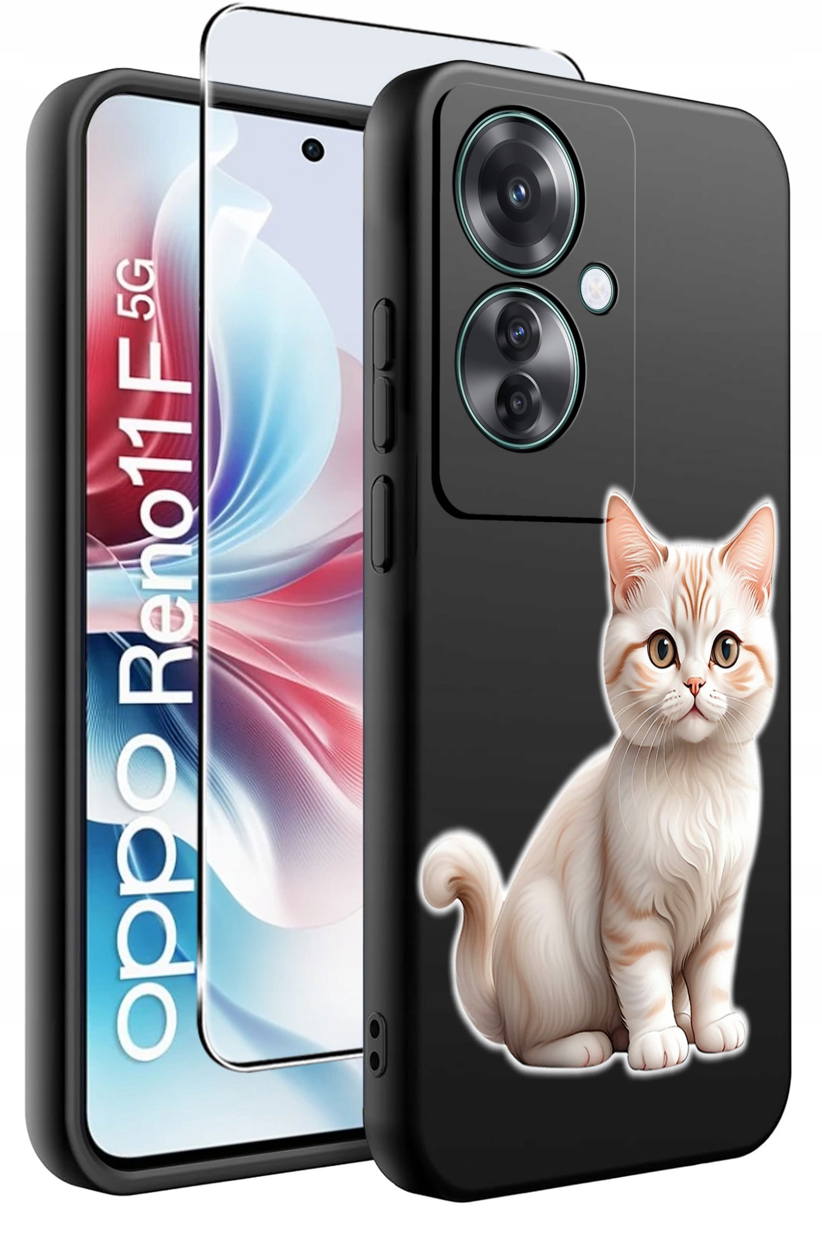 ETUI do Oppo Reno11 F 5G WZORY | SILIKONOWE MATT CASE + SZKŁO HARTOWANE 9H