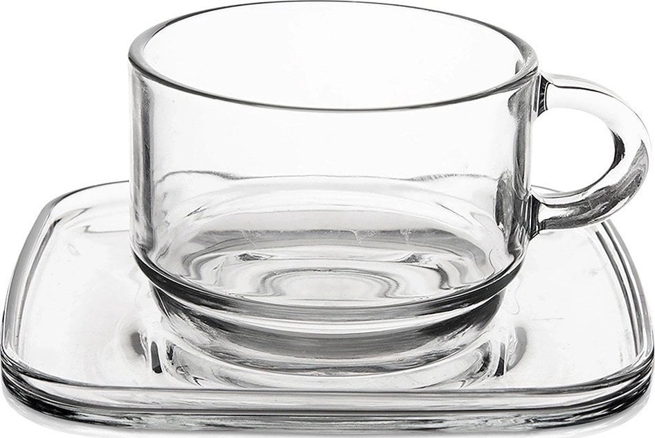 Filiżanka ze spodkiem szklana 250 ml 6 szt.