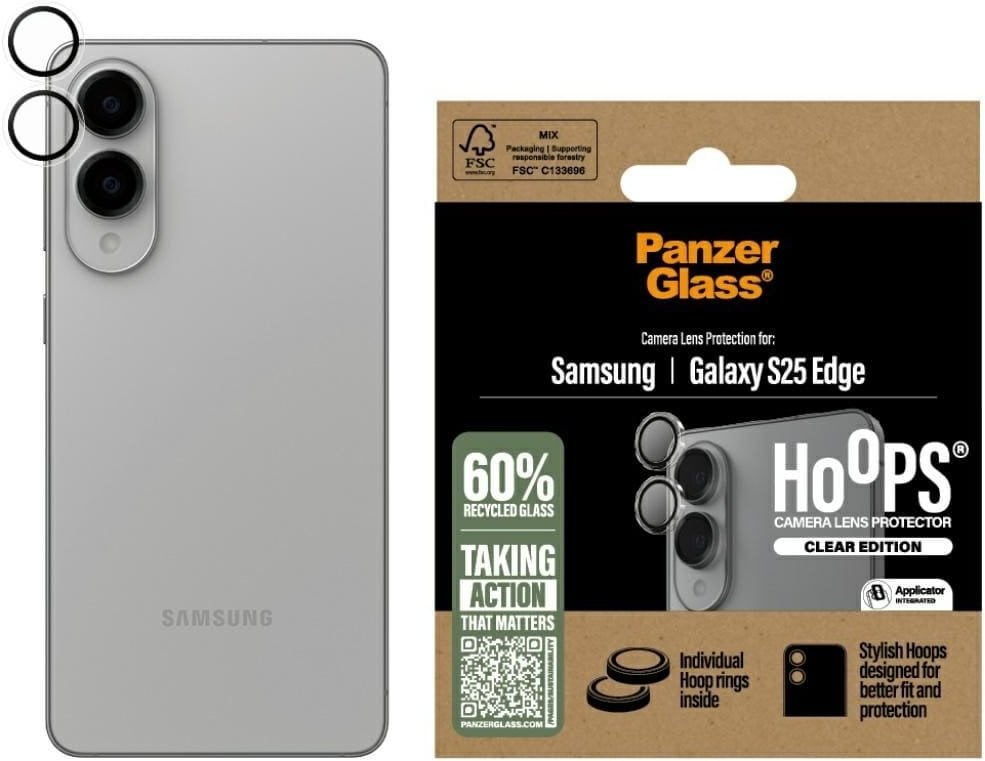 Szkło hartowane na obiektyw PanzerGlass Hoops Lens Protector do Samsung Galaxy S25 Edge przezroczysty