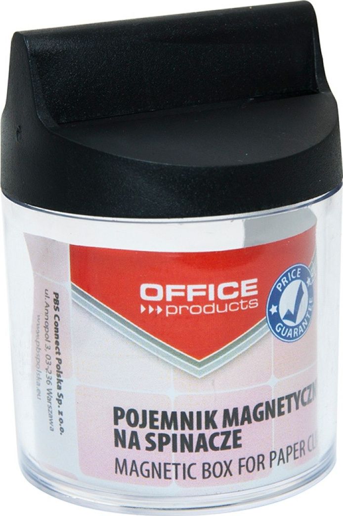 Pojemnik magnetyczny na spinacze Office Products,okrągły, bez spinaczy, transparentny 18184411-99