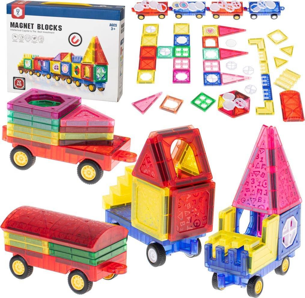 KIK Klocki magnetyczne płytki układanka 3D auto 72el.