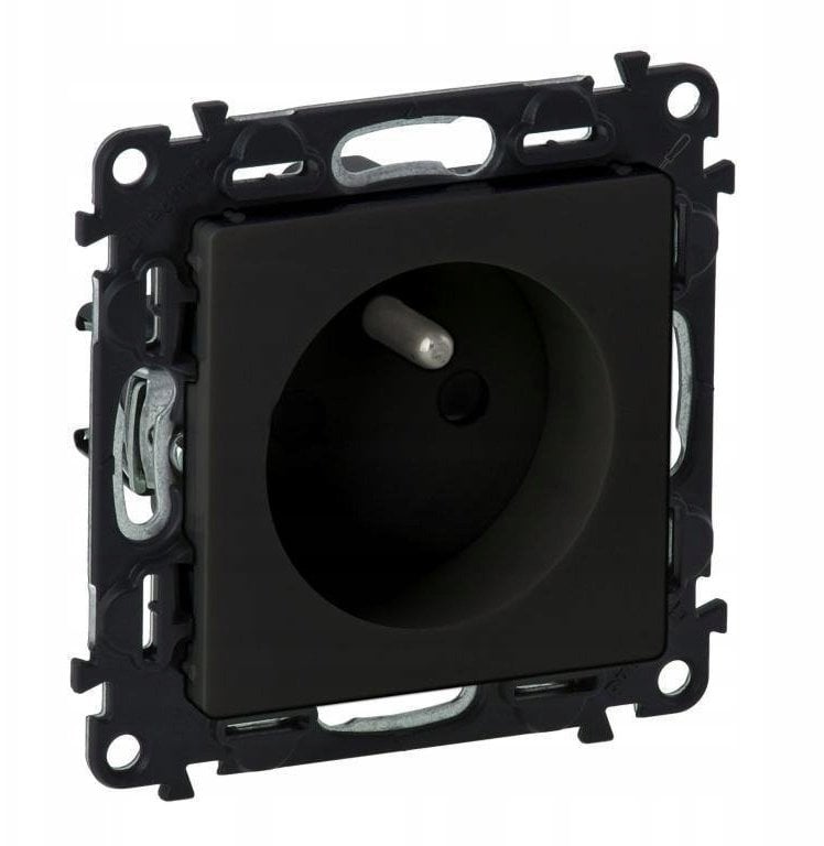 Legrand gniazdo 2 p+z z przesłoną czarne 16A 250V 756380