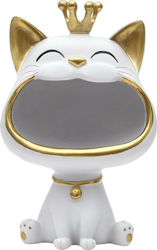 Intesi Figurka Kot do przechowywania biały/złoty