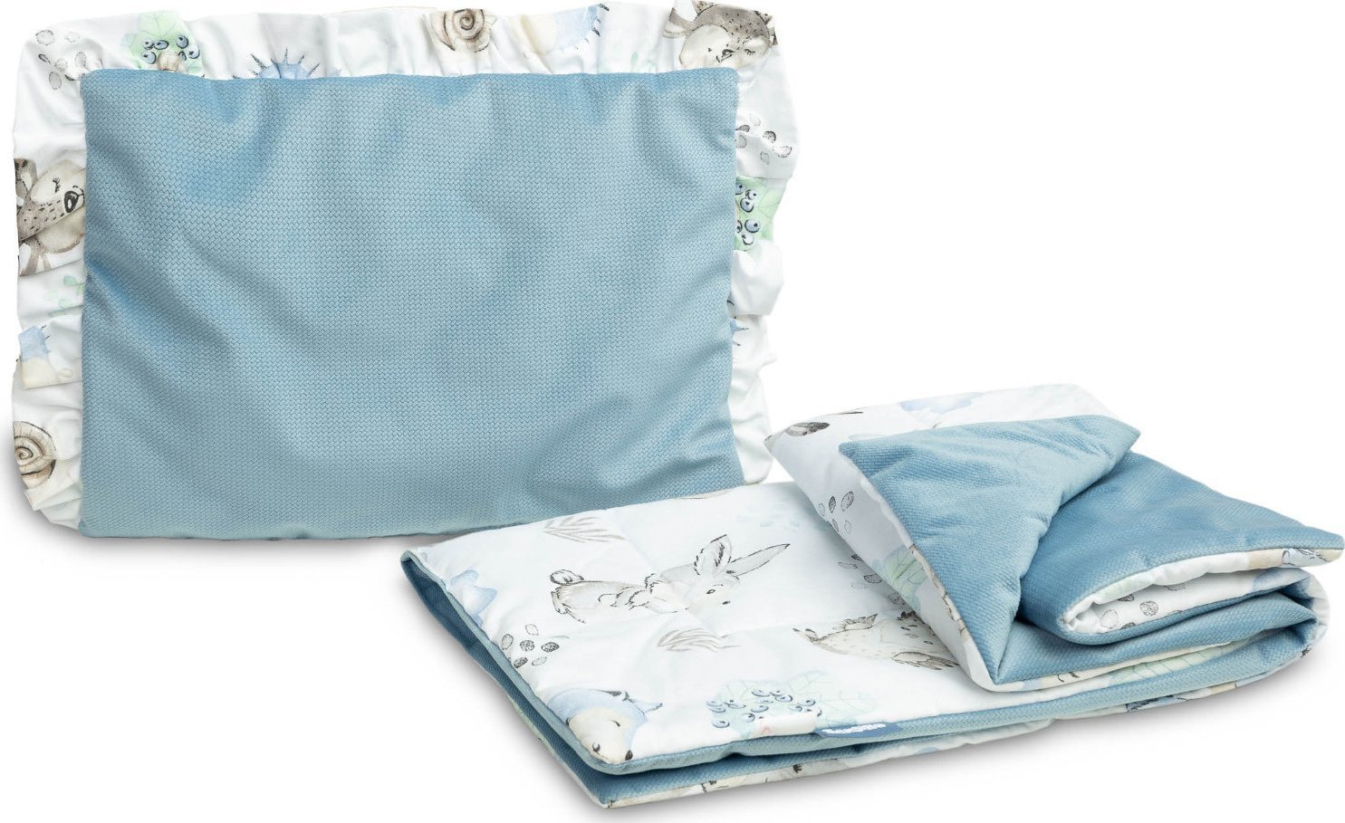 Sensillo KOMPLET DO WÓZKA VELVET Z FALBANKĄ SPACER NIEBIESKI