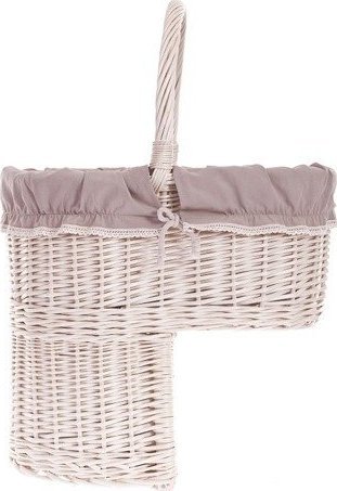 WickerPL Kosz na schody organizer wybielany z obszyciem 40x30 H36/51 cm