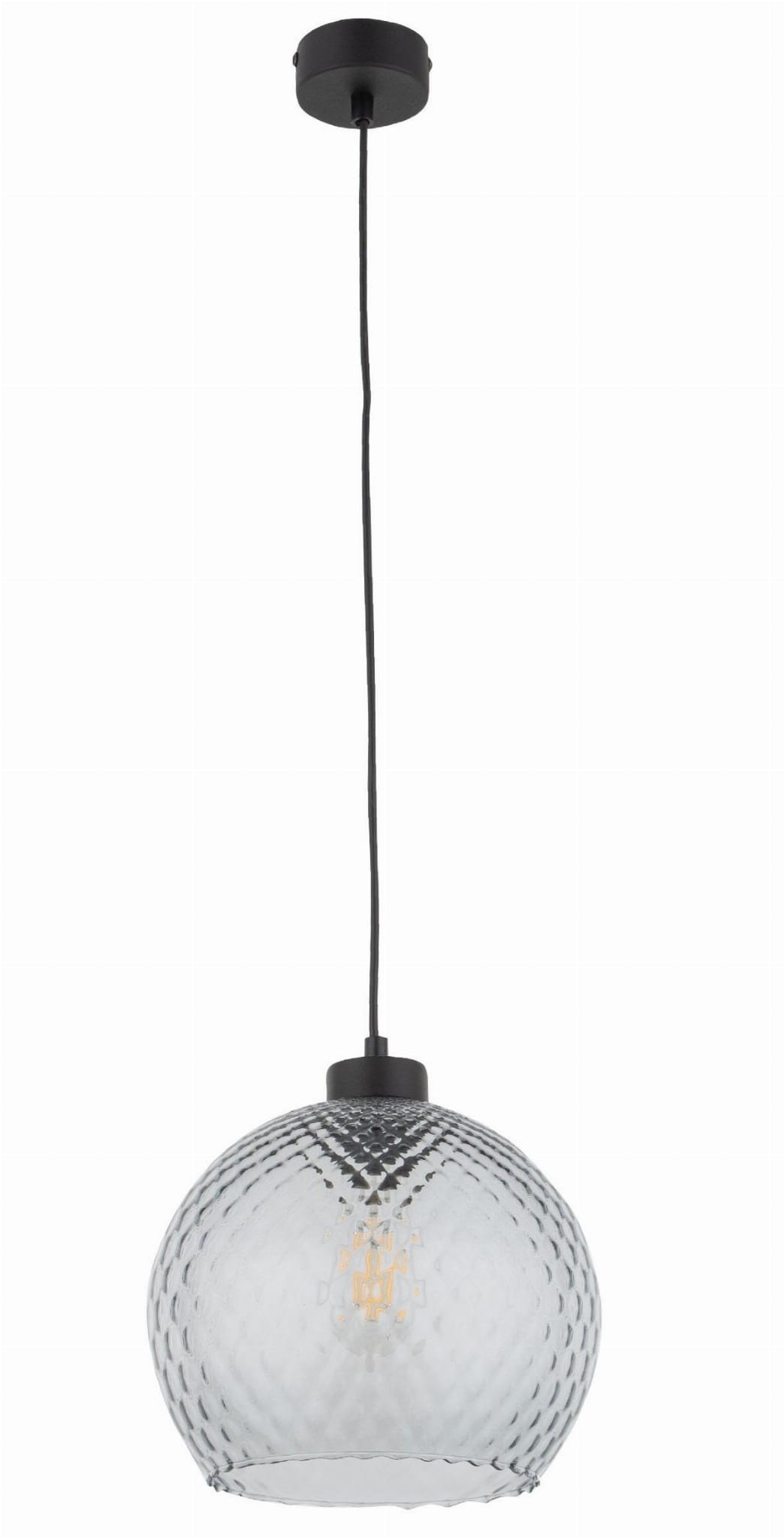 Lampa sufitowa wisząca 1xE27 170cm Czarna ze szklanym grafitowym kloszem