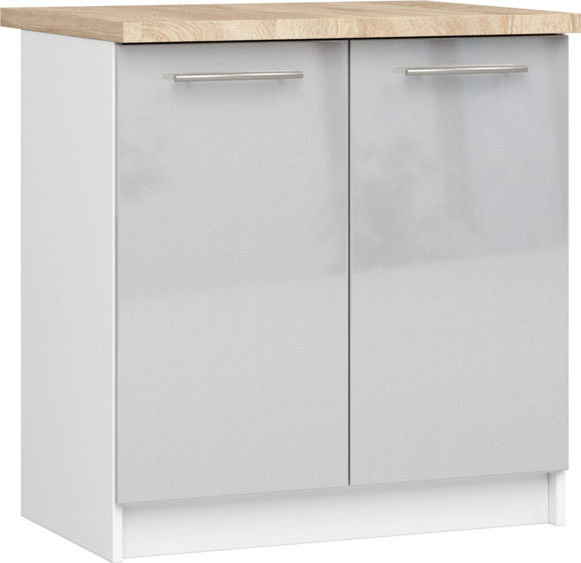 Fabryka Mebli Akord SZAFKA KUCHENNA OLIWIA S 80cm 2D + BLAT BIAŁA / METALIK POŁYSK