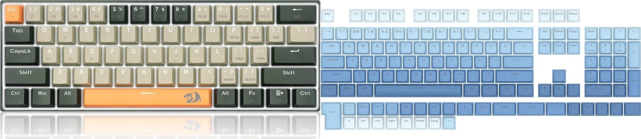 Klawiatura Redragon Redragon K606 Lakshmi Red switch (K606-OG&GY&BK) + Ombre Keycaps (A134)