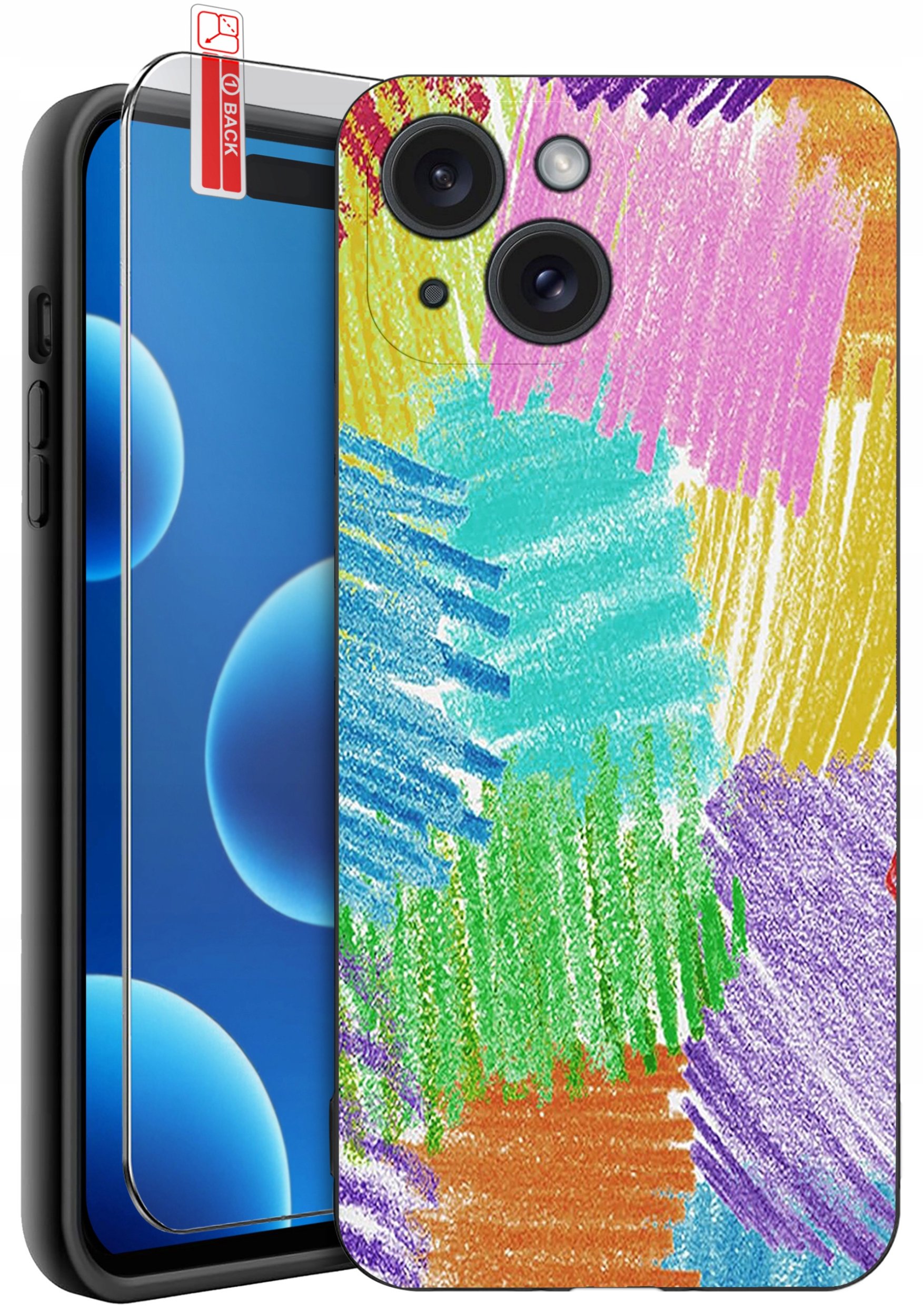 ETUI do iPhone 15 | WZORY | SILIKONOWE MATT CASE + SZKŁO 9H