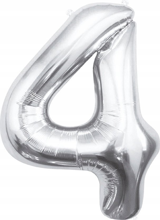GoDan Balon foliowy B&C cyfra 4 srebrna 85cm