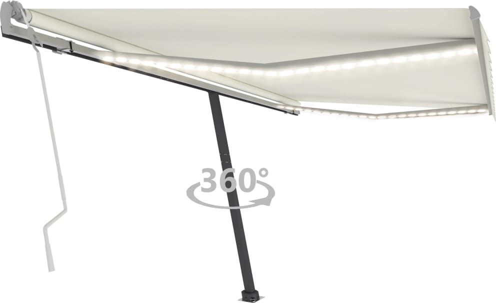 vidaXL Ręcznie zwijana markiza z LED, 400 x 300 cm, kremowa