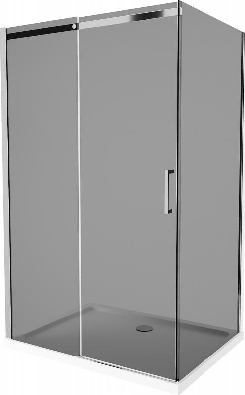 Mexen Mexen Omega kabina prysznicowa rozsuwana 140 x 90 cm, grafit, chrom + brodzik Flat, bialy - 825-140-090-01-40-4010