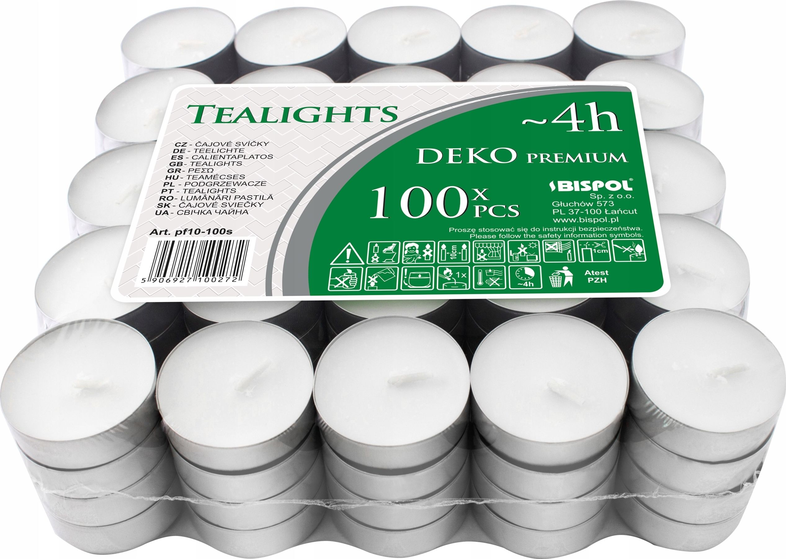 Bispol Podgrzewacze bezzapachowe tealight BISPOL 4H DEKO 100szt.