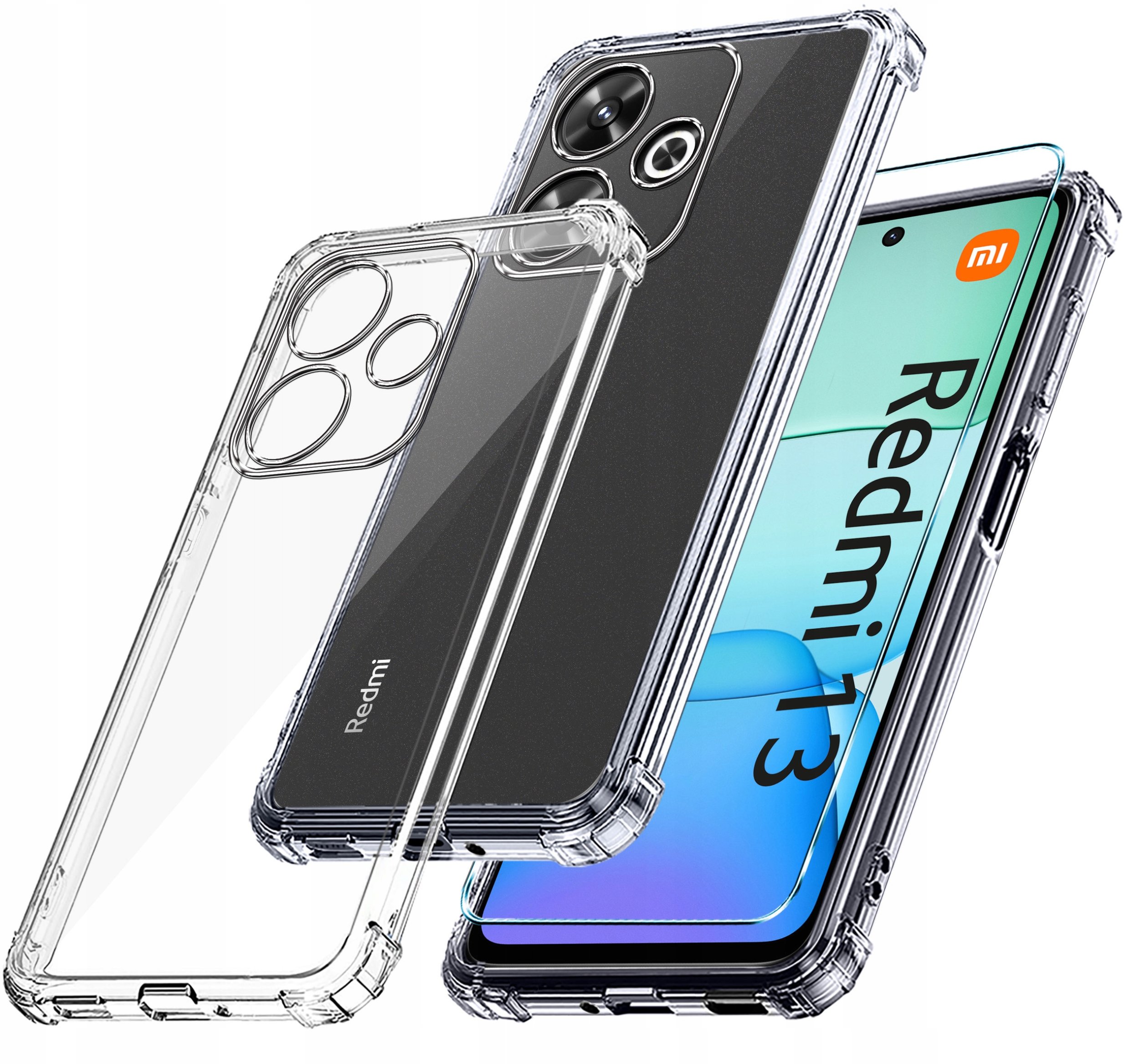Etui do Xiaomi Redmi 13 4G ANTI-SHOCK CLEAR CASE + Szkło OCHRONNE 9H