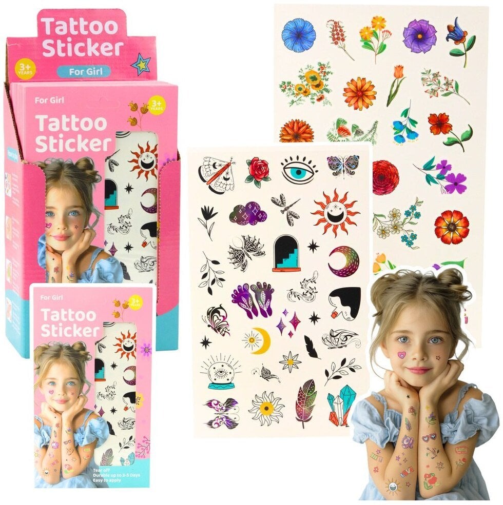 Zestaw Tatuaże Zmywalne Dla Dzieci Wzory Kwiaty 60 Wzorów