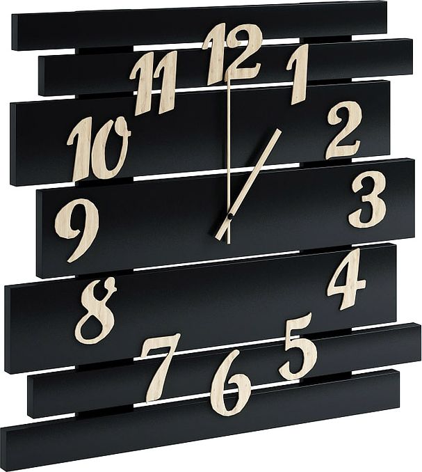 Elior Czarny drewniany zegar ścienny - Samar