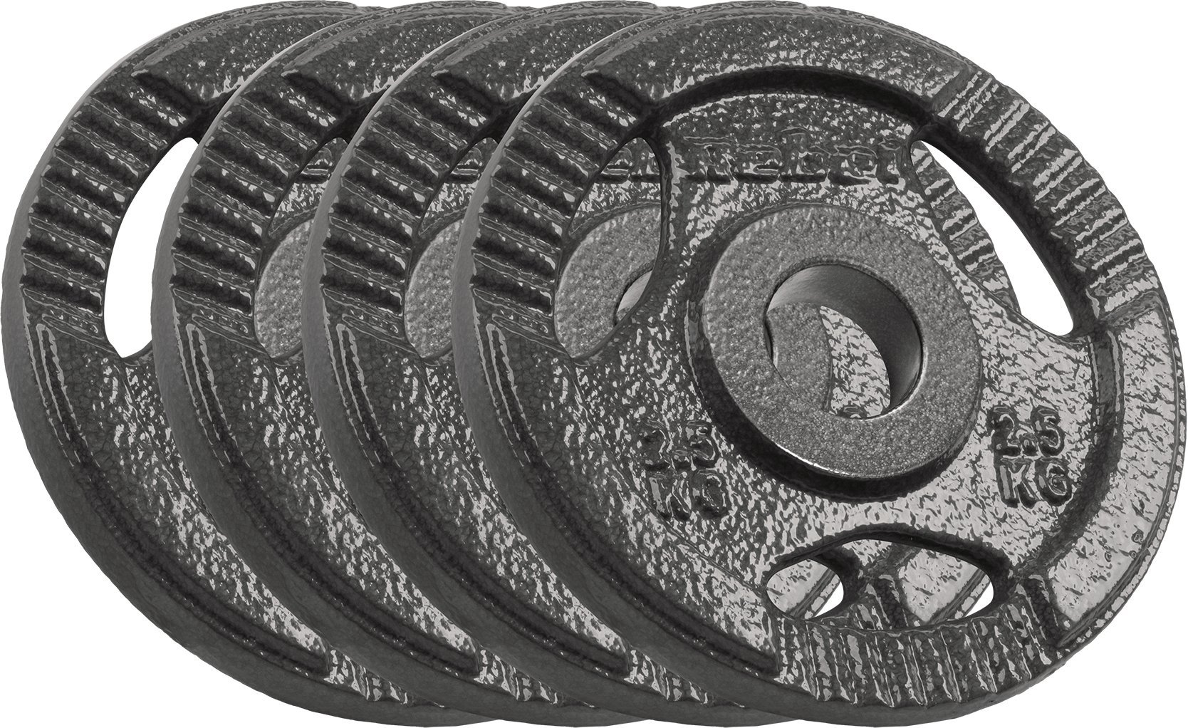 Obciążenie żeliwne olimpijskie zestaw 4x2.5kg, otwór 51mm, talerz z uchwytami, REBEL ACTIVE