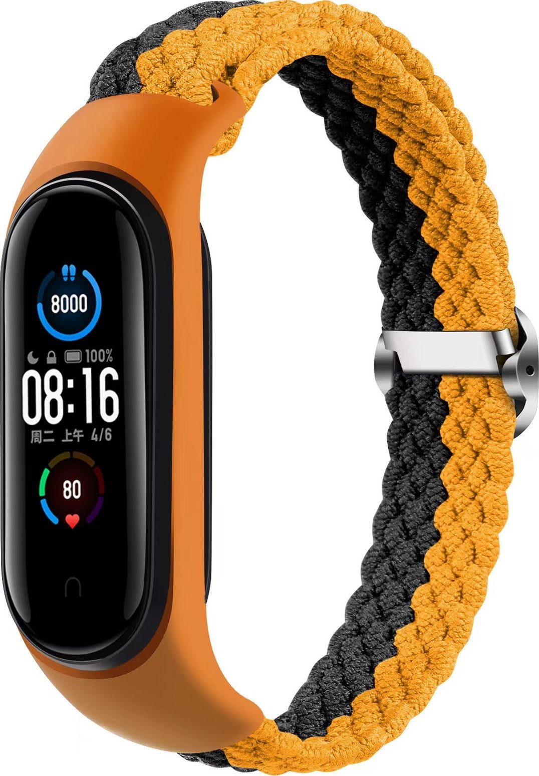 OEM Opaska pleciona Smart Band M3/M4/M5/M6 ORANGE-GRAY / POMARAŃCZOWO-SZARY
