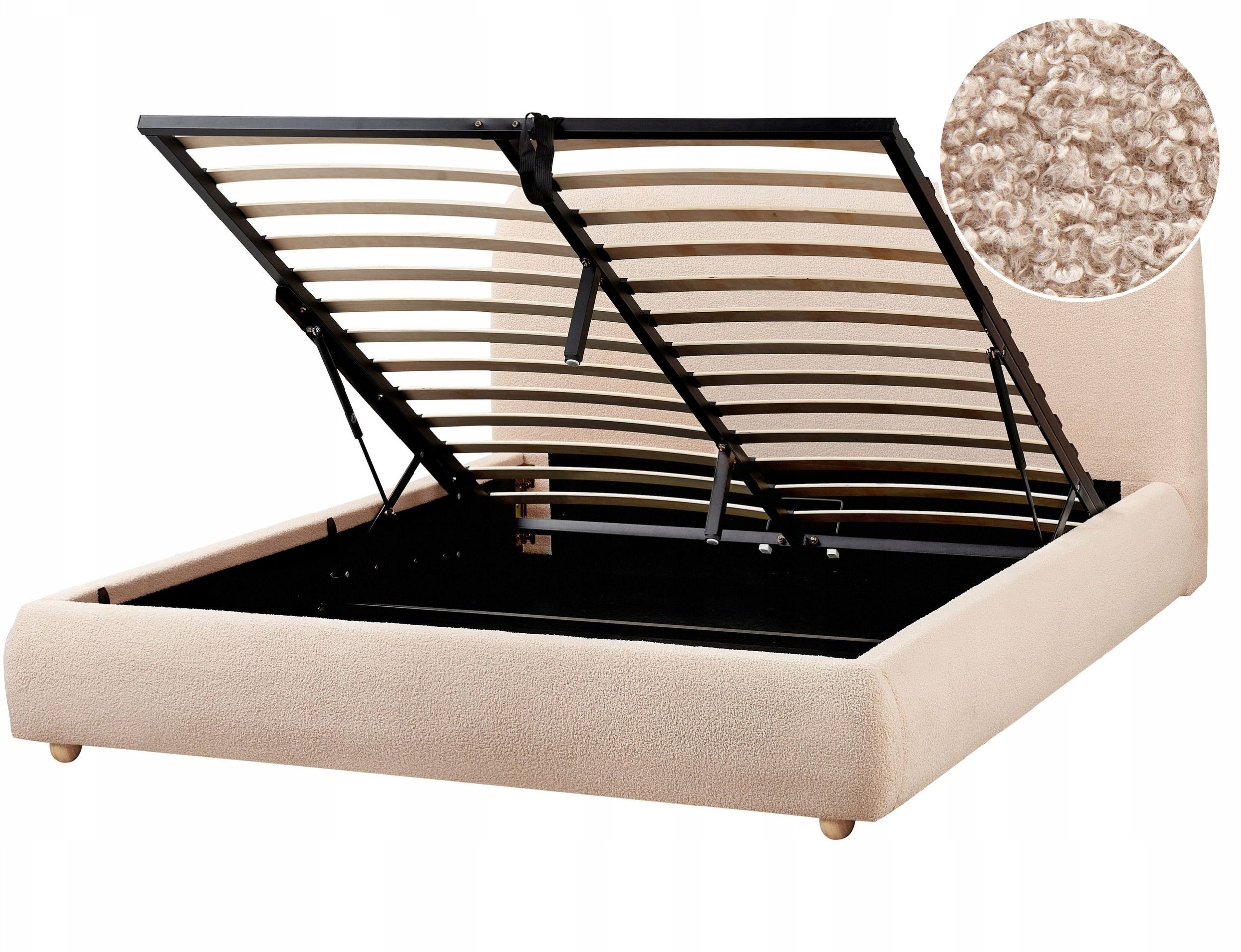 Łóżko z pojemnikiem Boucle BLAGNAC 160 x 200 cm Beżowy