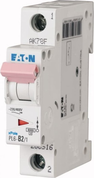 Eaton Wyłącznik nadprądowy 1P D 2A 6kA AC PL6-D2/1 286540
