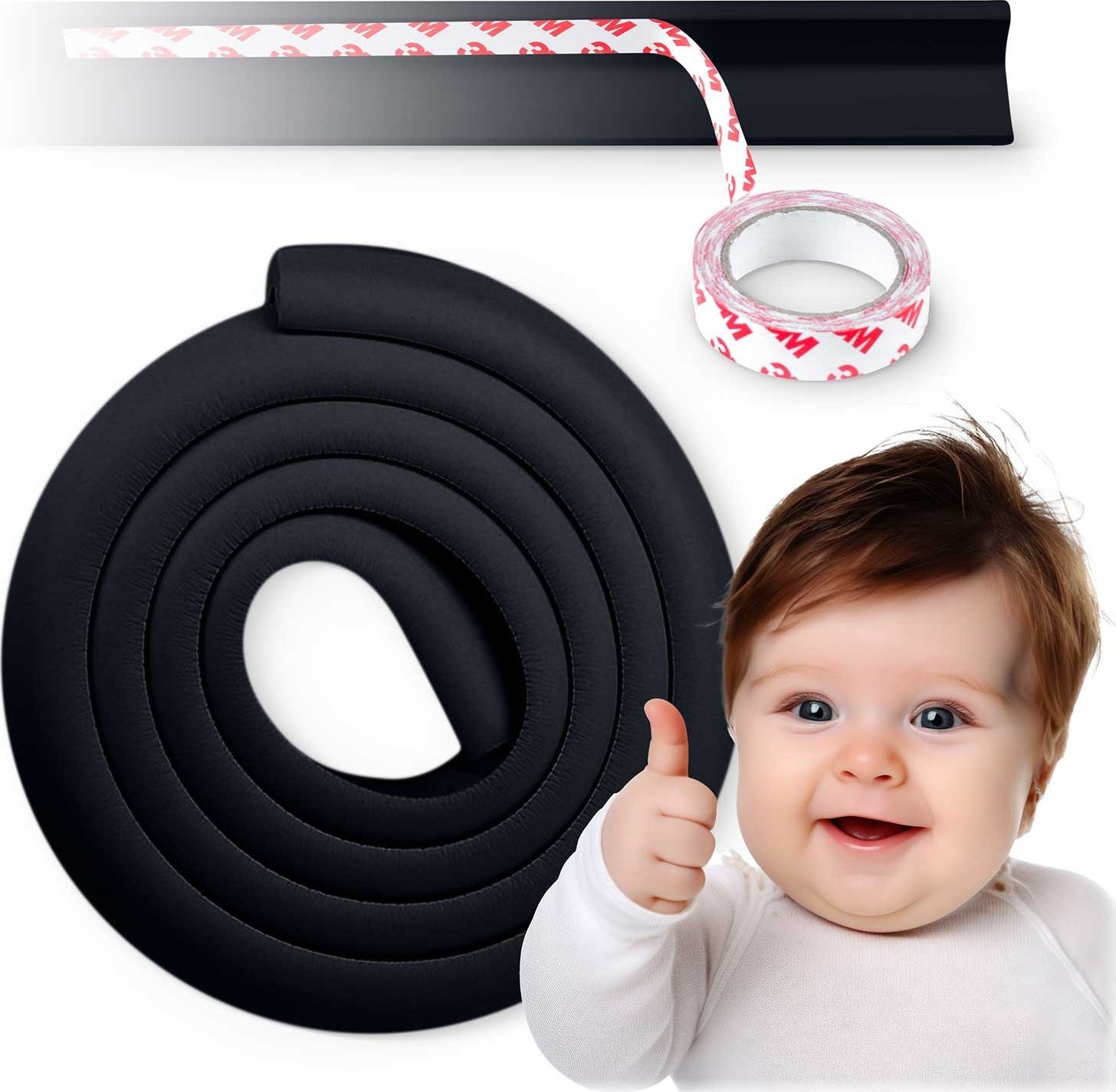 Ricokids Zabezpieczająca taśma piankowa Ricokids 798701 czarna 2 m