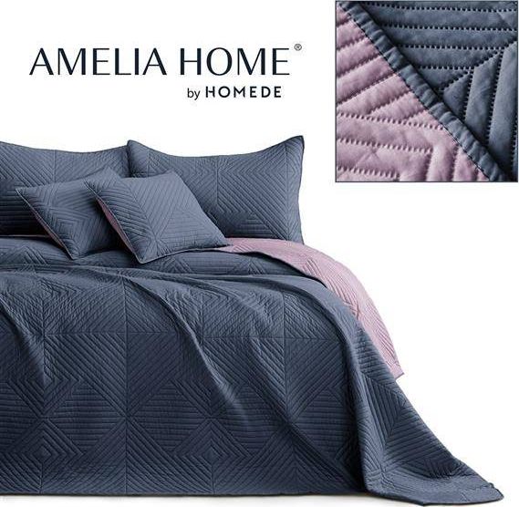 AmeliaHome Narzuta pikowana SOFTA, Grafitowy+fiołkowy, Mikrofibra, 170x210 cm, Ameliahome