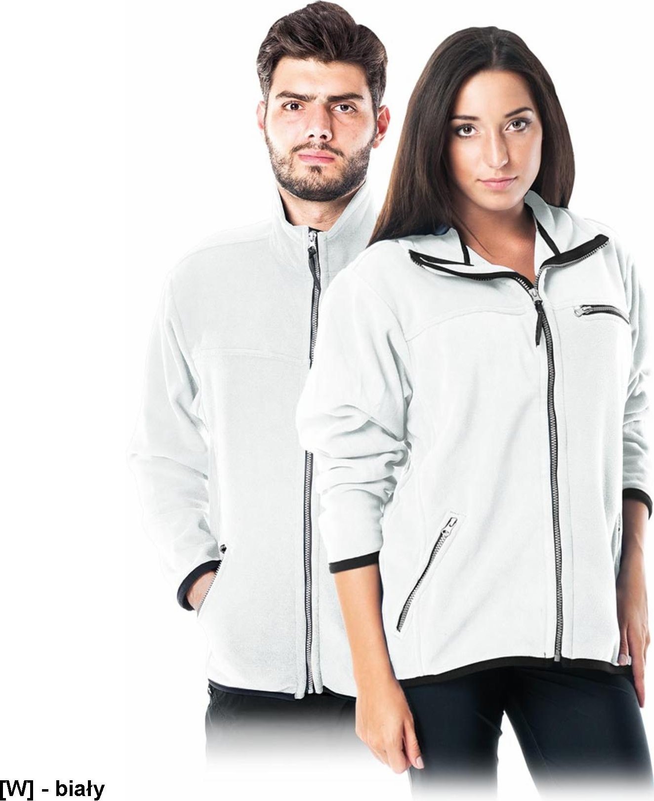 R.E.I.S. POLAR-HONEY - bluza, miły w dotyku krótko strzyżony polar, 100% poliester 290 g/m2, suwak, 3 zasuwane kieszenie - biały 2XL