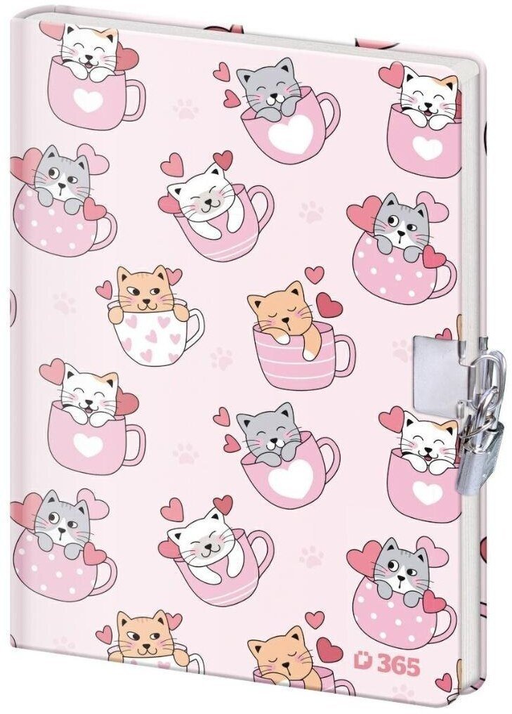 Pamiętnik z kłódką B6/60K gładki Koty