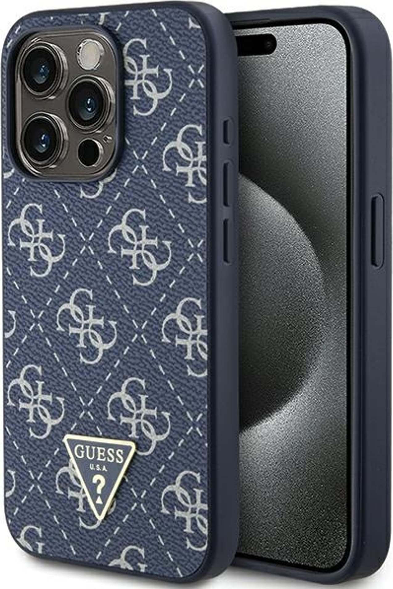 Guess GUHCP15LPG4GPB iPhone 15 Pro 6.1" niebieski/blue hardcase 4G Triangle Metal Logo