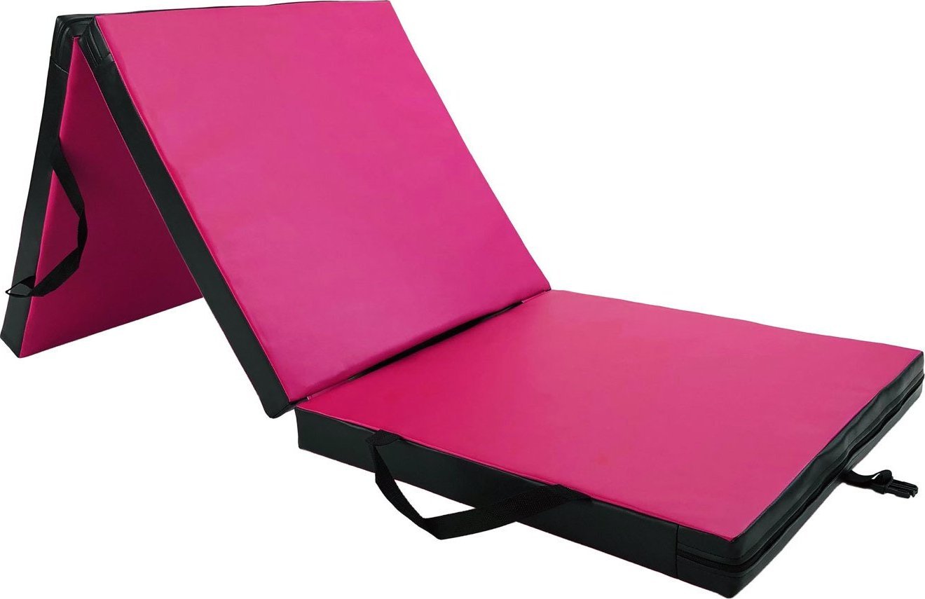 UnderFit Materac gimnastyczny 3-częściowy UF9557 180 cm x 60 cm x 6 cm różowy twardy