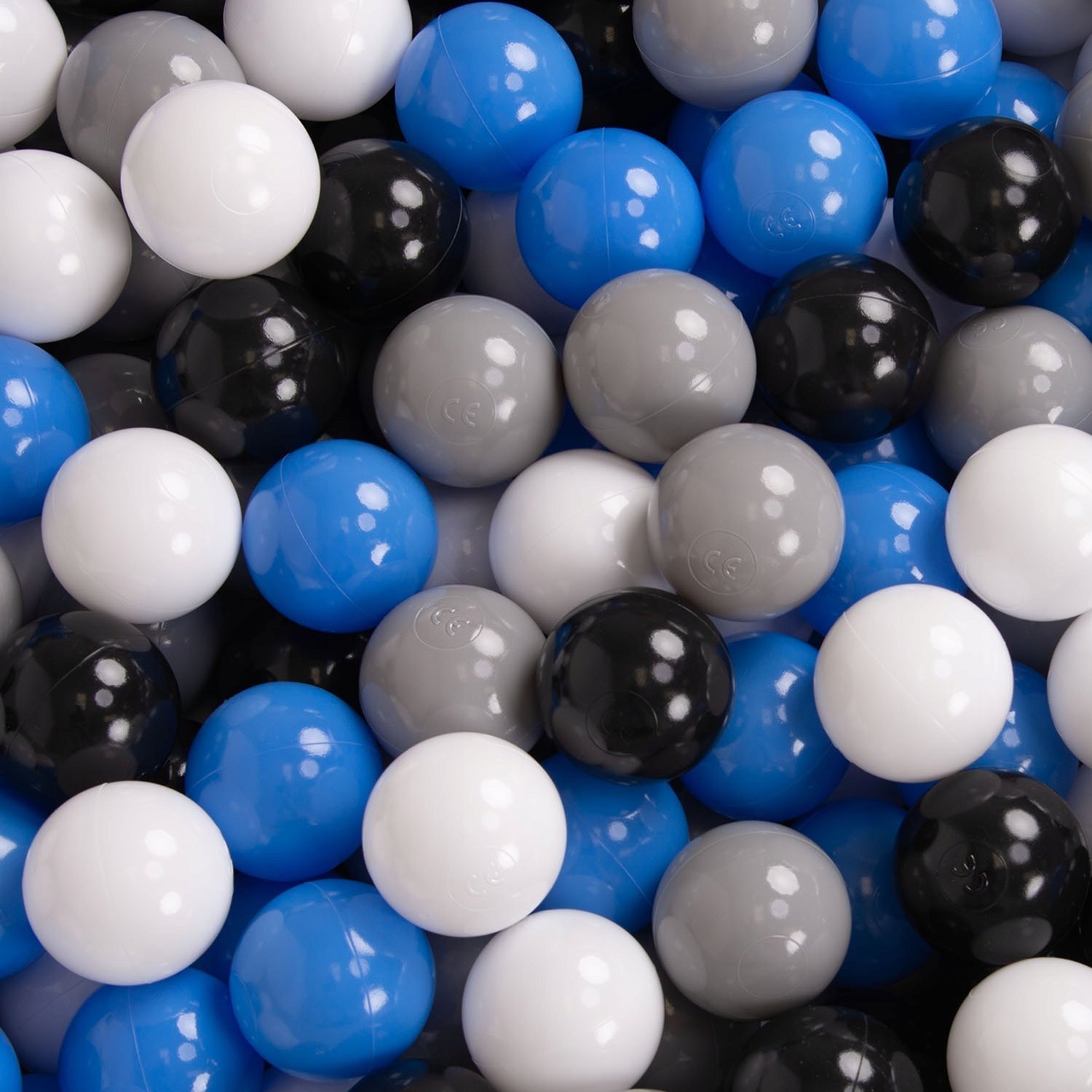 KiddyMoon KiddyMoon Plastikowe piłeczki 7cm biały-szary-mięta 300 Zabawka zestaw kulek