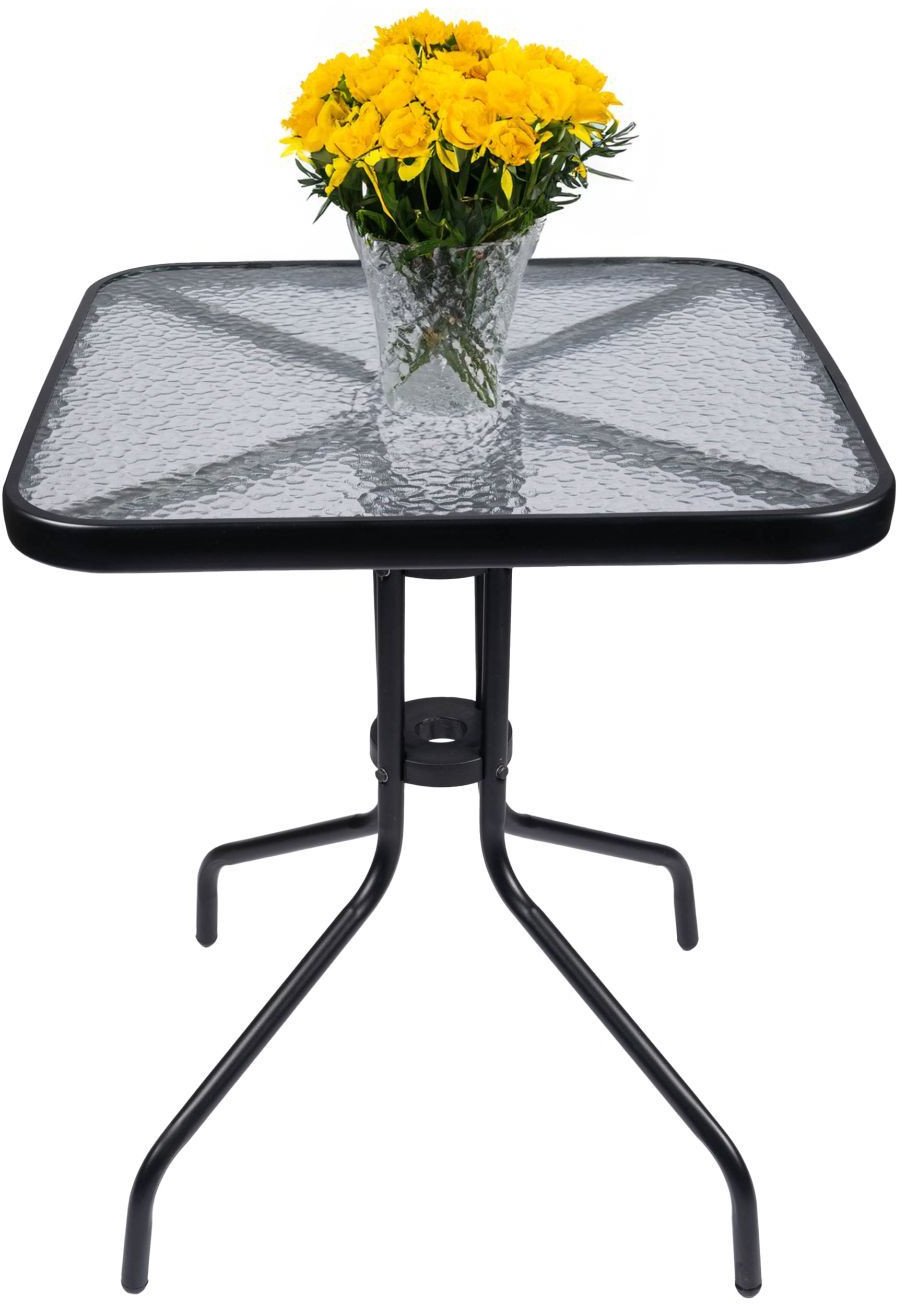 Stolik szklany kawowy na balkon taras patio kwadratowy czarny