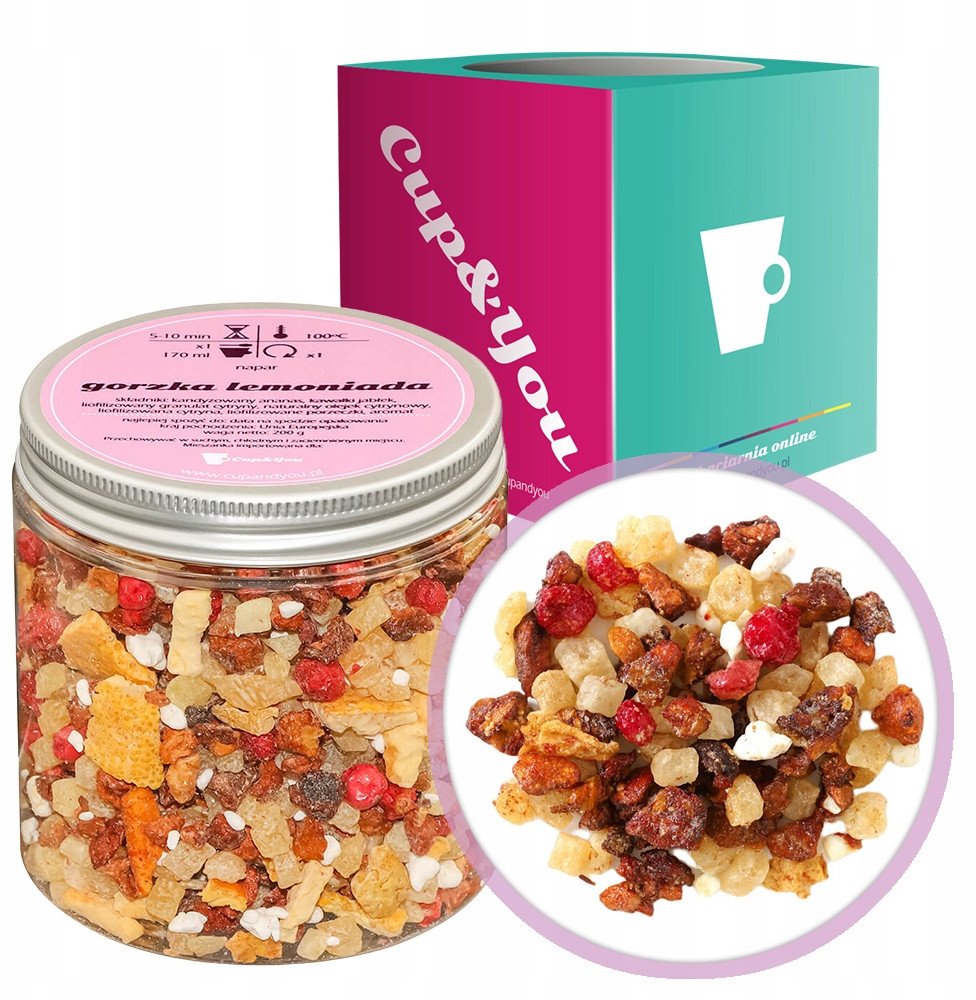Najlepsza herbata owocowa GORZKA LEMONIADA kandyzowany ananas 200g - herbata sypana liściasta napar z suszu PREMIUM Cup&You
