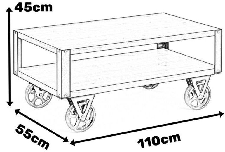 Stolik Kawowy Mały Na Kółkach 110cm Quattro Nowoczesny Na Balkon Artisan