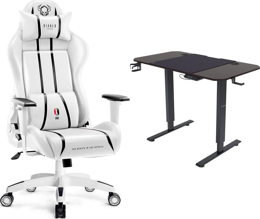 Fotel Diablo Chairs X-One 2.0 Normal biały + EGON 1100 Orzechowe 110 cmx60 cm