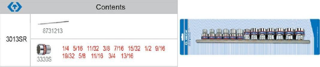 King Tony KING TONY KOMPLET NASADEK 3/8" 13cz. KRÓTKIE 12-KĄTNE CALOWE 1/4"-13/16"