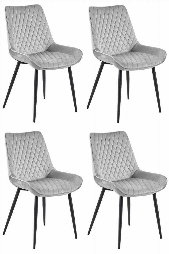 Krzesło VERDO - aksamit srebrno-szary / nogi czarne x 4