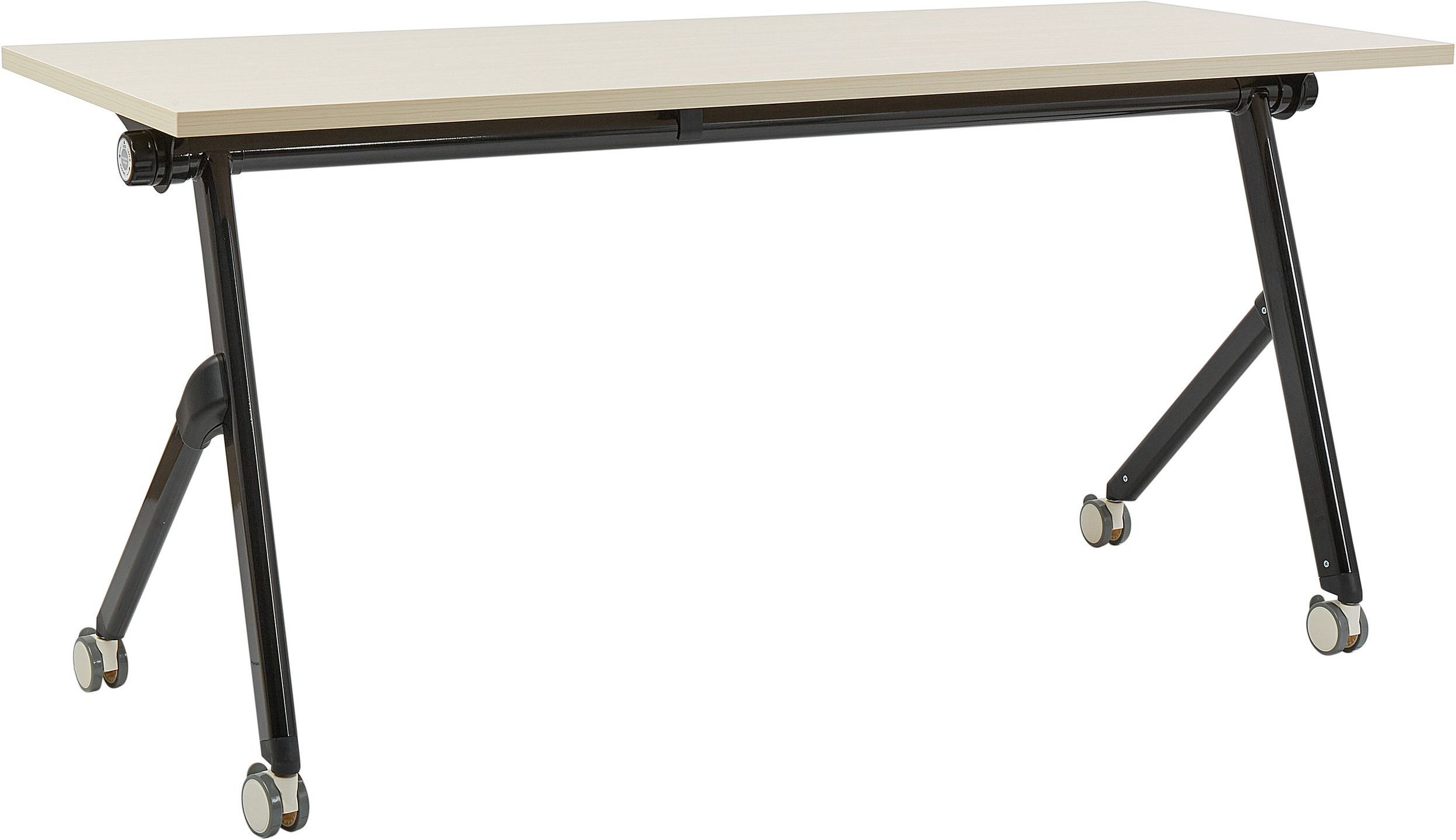 Biurko składane z kółkami 160 x 60 cm jasne drewno z czarny BENDI