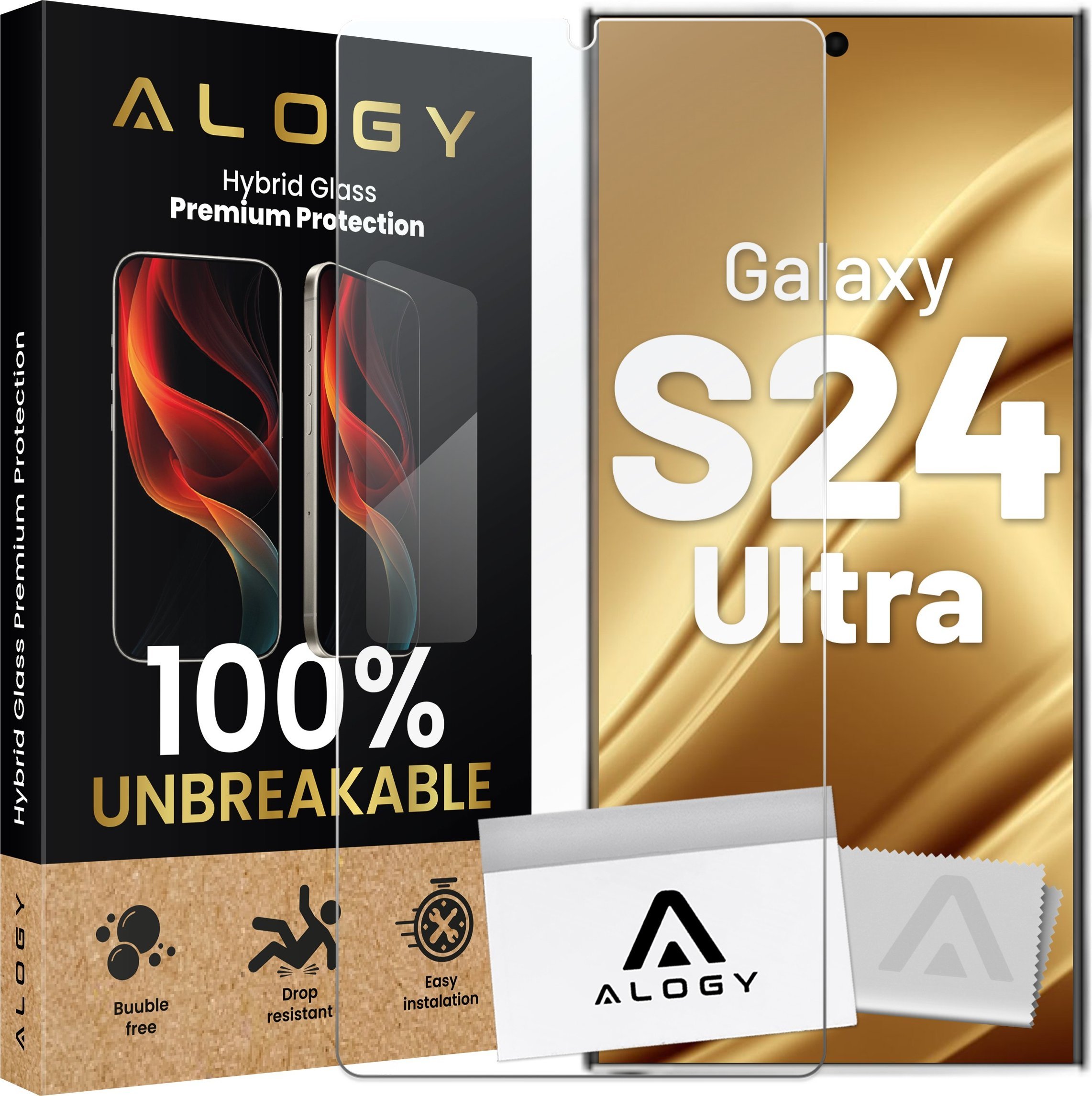 Alogy Szkło hybrydowe do Samsung Galaxy S24 Ultra na ekran Alogy Flexi Glass 9H Case Friendly płaskie na ekran
